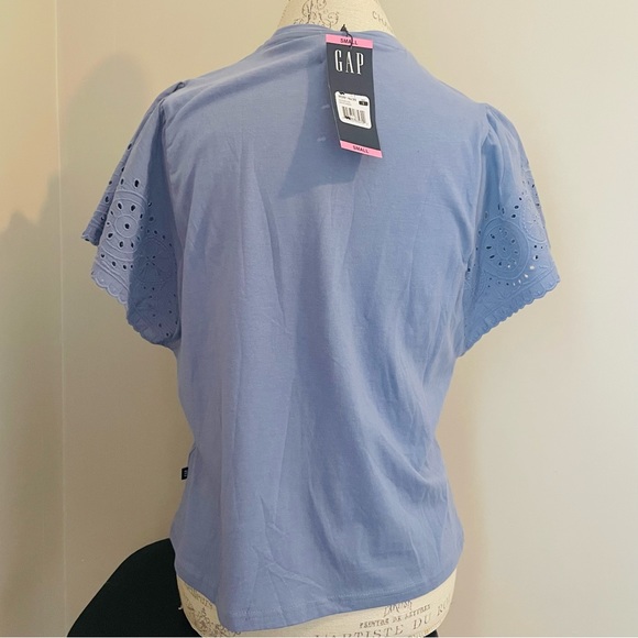 NWT New GAP blue eyelet flutter short sleeve t shirt tee - Picture 7 of 7